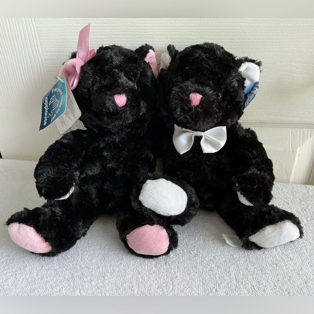 Black and White Stuffed Animal Cat Set - Picture 2 of 9
